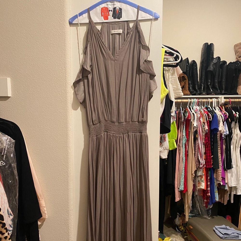 Taupe Silk Maxi Dress